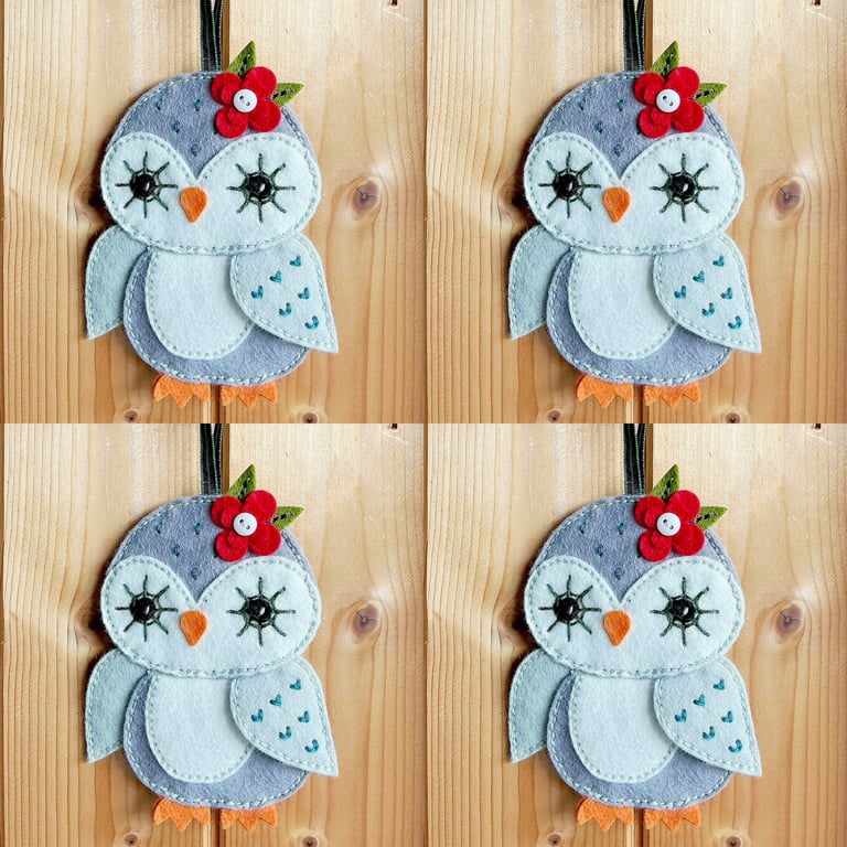 Hand Stitched Owl. Hanging Decorations. Felt Decorations. Owl Decoration. Owls.