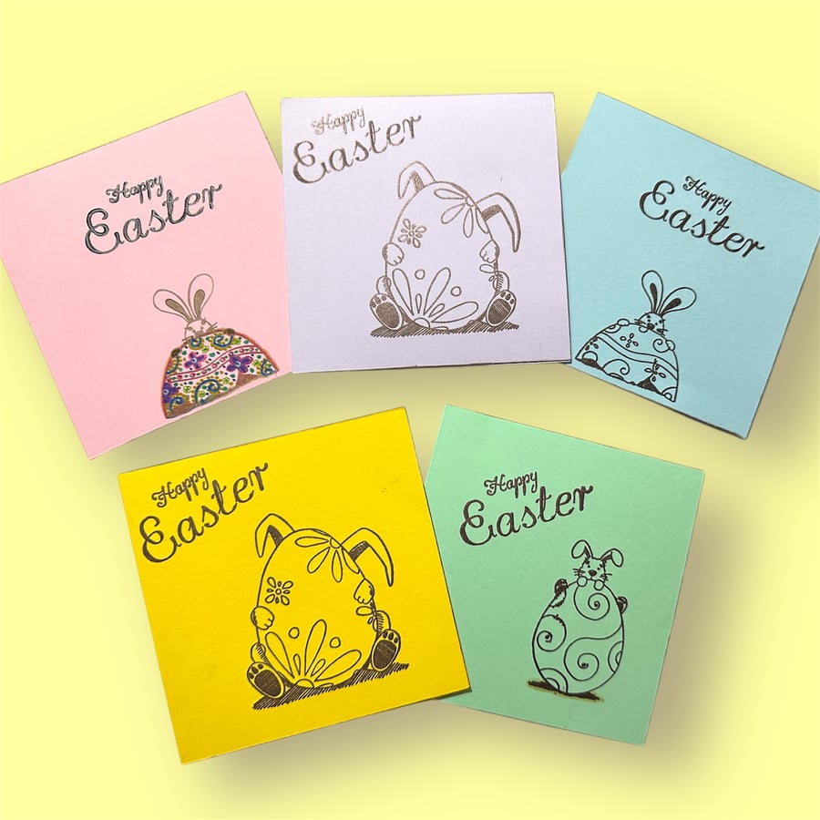 Happy Easter  Cute bunny and Easter Egg shimmery chocolate cards, 5 designs 