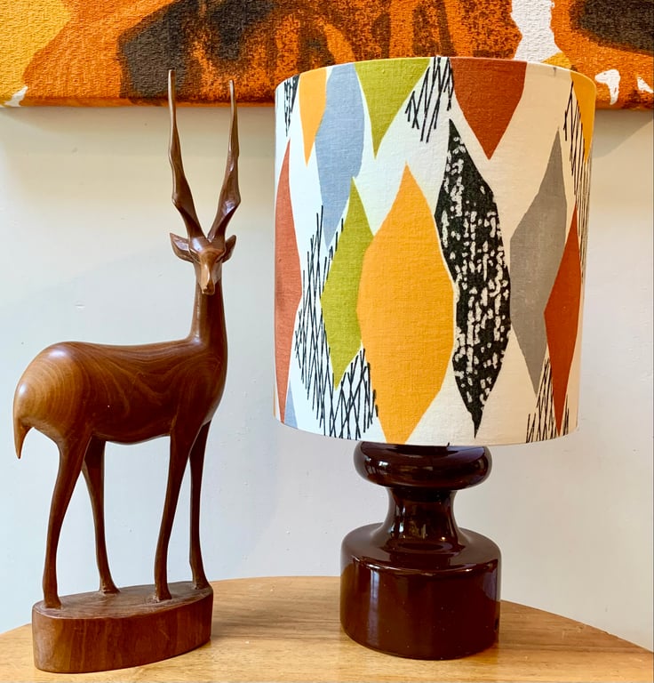 RETRO MidCentury LEAF Zesty Citrus colours 50s 60s Vintage Fabric Lampshade 