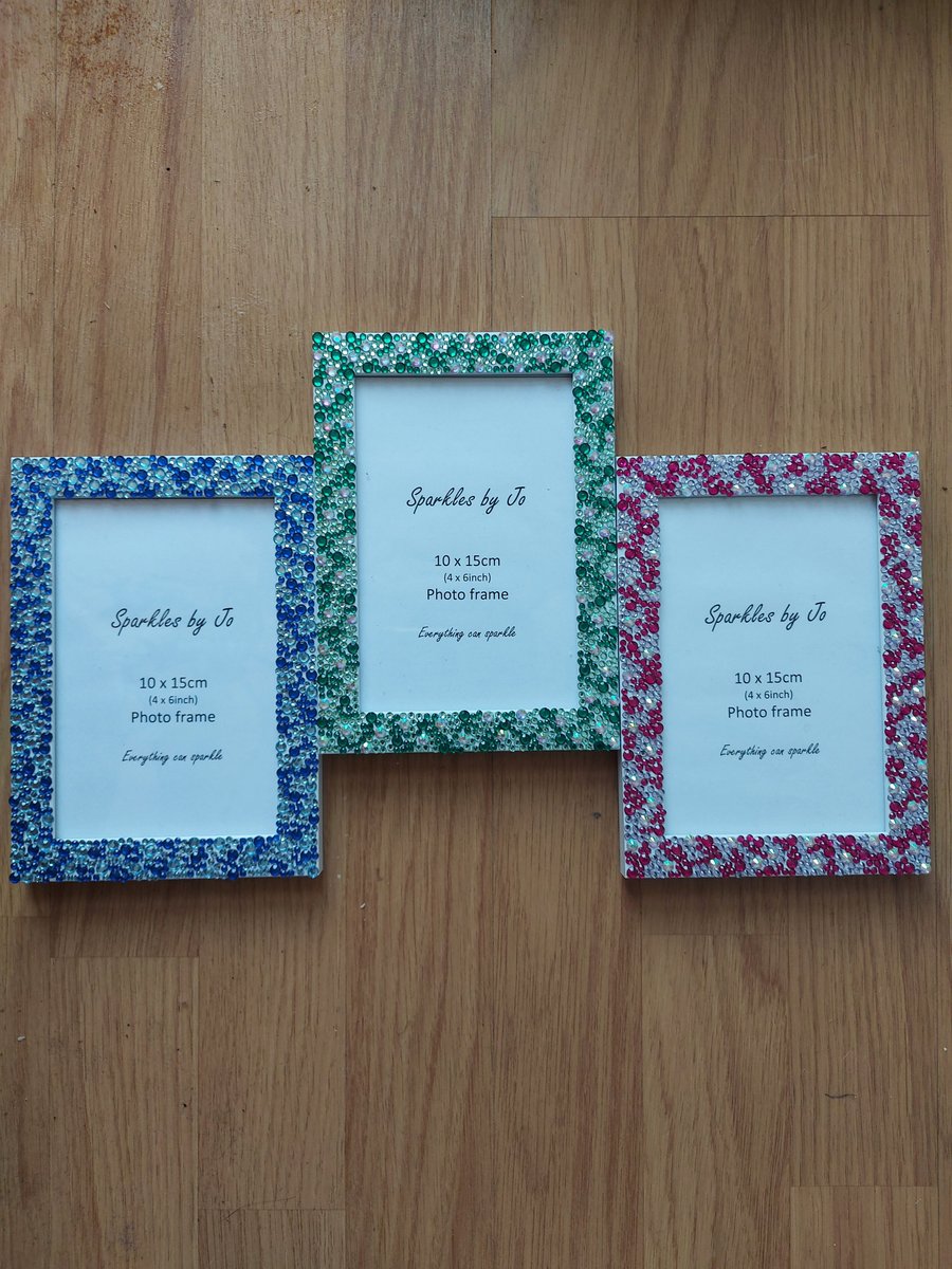 SPARKLED PHOTO FRAME Beautiful Colours, hand sparkled, 10x15cm, 6x4in GREEN