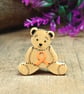 Leukaemia Awareness Bear Badge, Handmade Orange Ribbon Support Teddy Brooch - Image 1