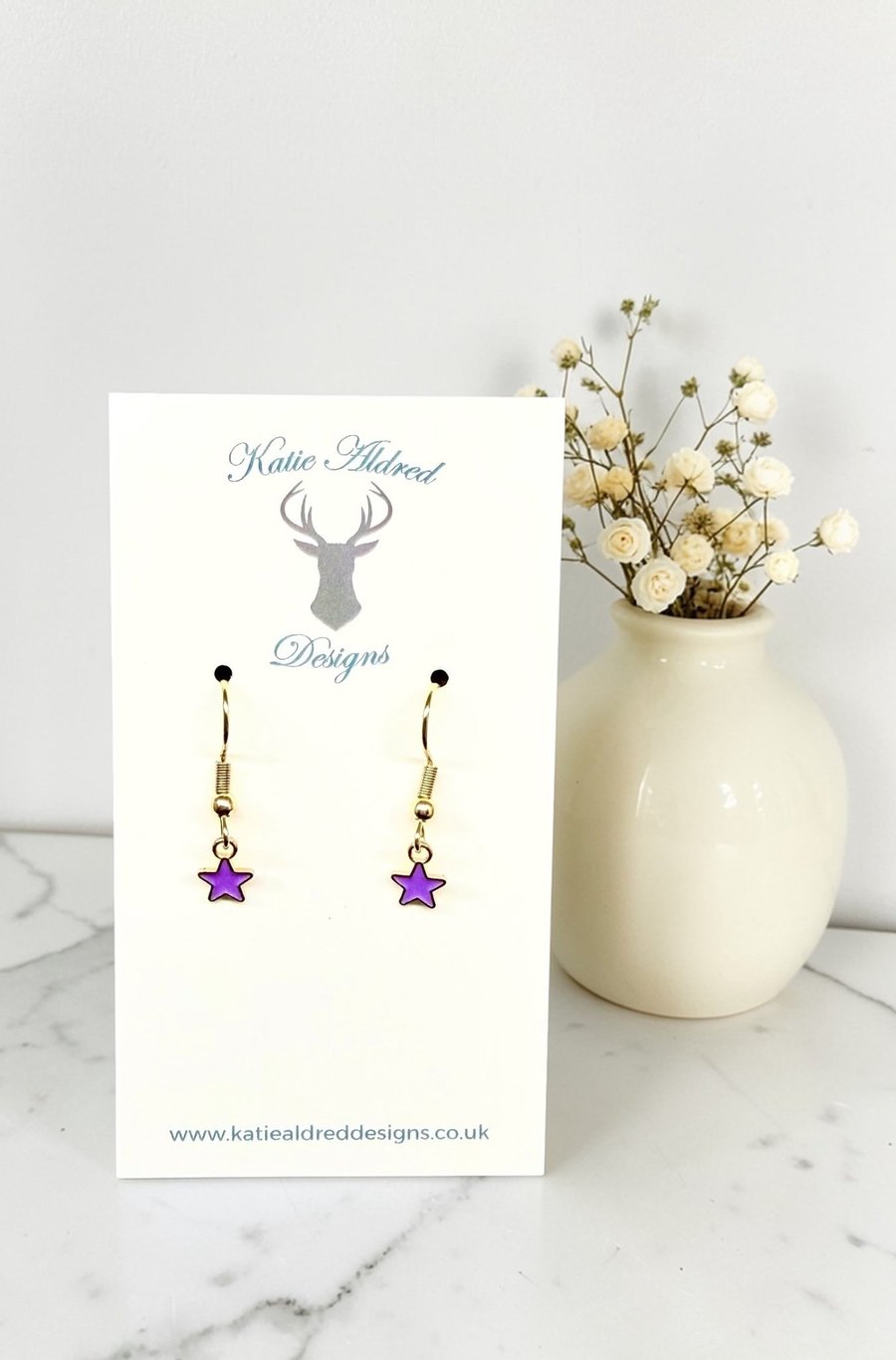 Image of Charm Earrings - Mini Star - Purple