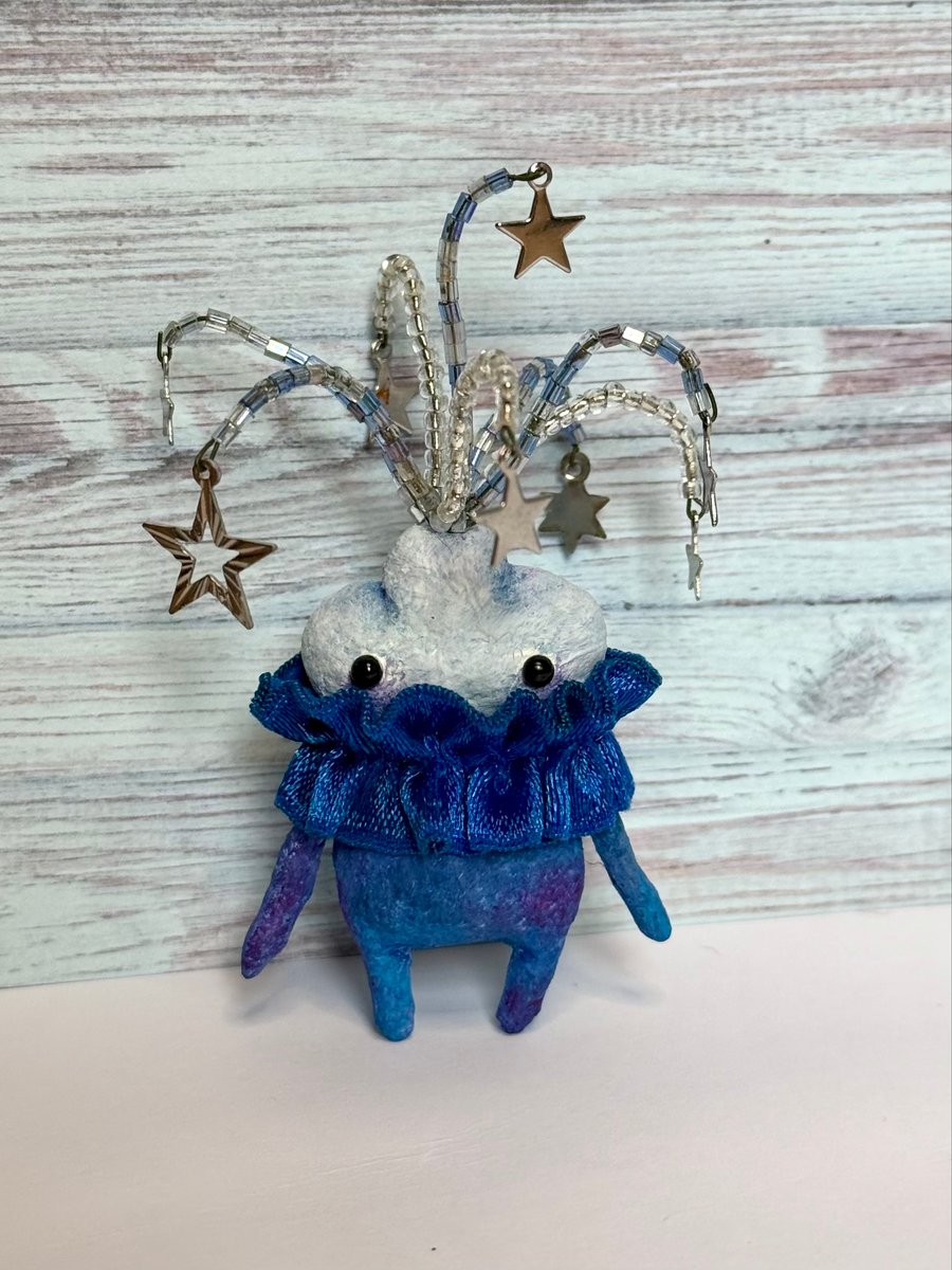 Spun Cotton Evening Sky Cloud Spirit with Stars