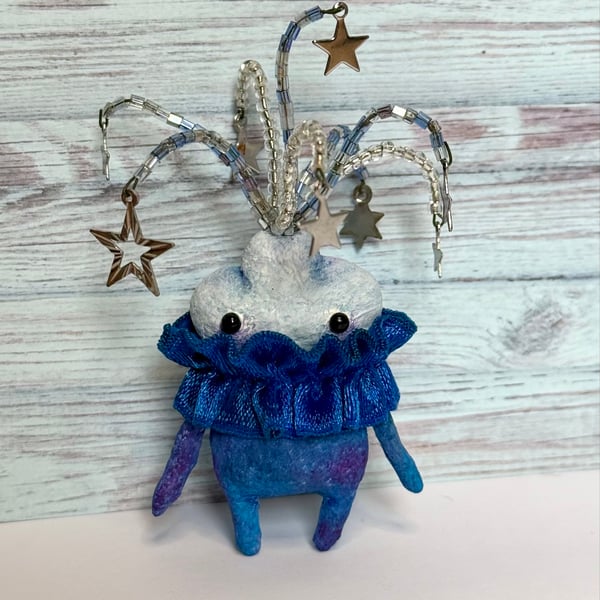 Spun Cotton Evening Sky Cloud Spirit with Stars