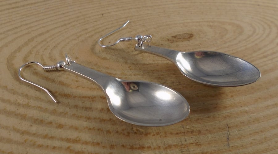Upcycled Silver Plated Sugar Tong Spoon Earrings SPE092004