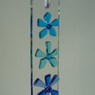 Fused Glass Blue Flowers Suncatcher