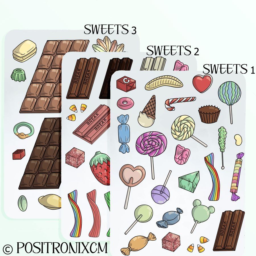 Assorted Sweets Sticker Sheet