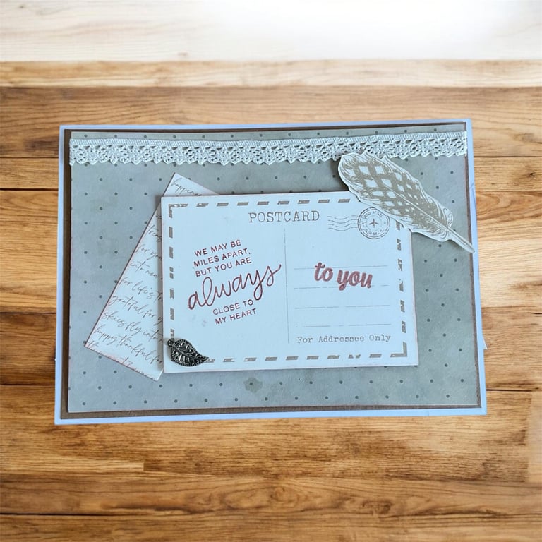 Vintage Style Postcard Card. Long Distance Love Card. Romantic Keepsake