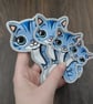 Cute Blue Tabby Cat Iron-On Patches set of 2 Iron On Decal, Embroidered Applique - Image 6