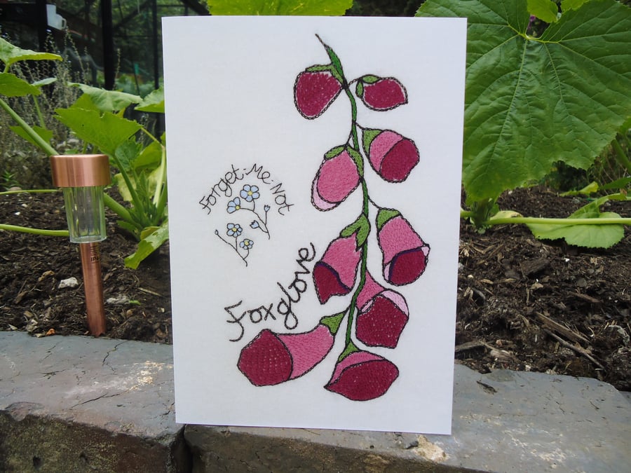 Foxglove & Forget-Me-Not Greetings Card