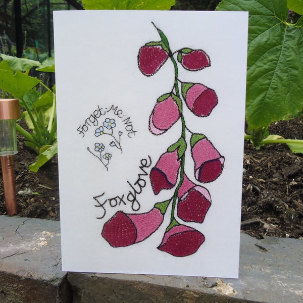 Foxglove & Forget-Me-Not Greetings Card