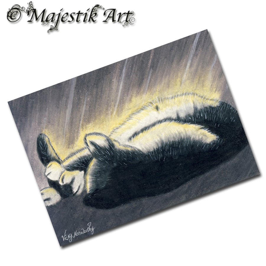 Archival ACEO Black Cat Print 'Amber' By V Kenworthy