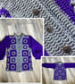 Granny square cardigan in purple and grey