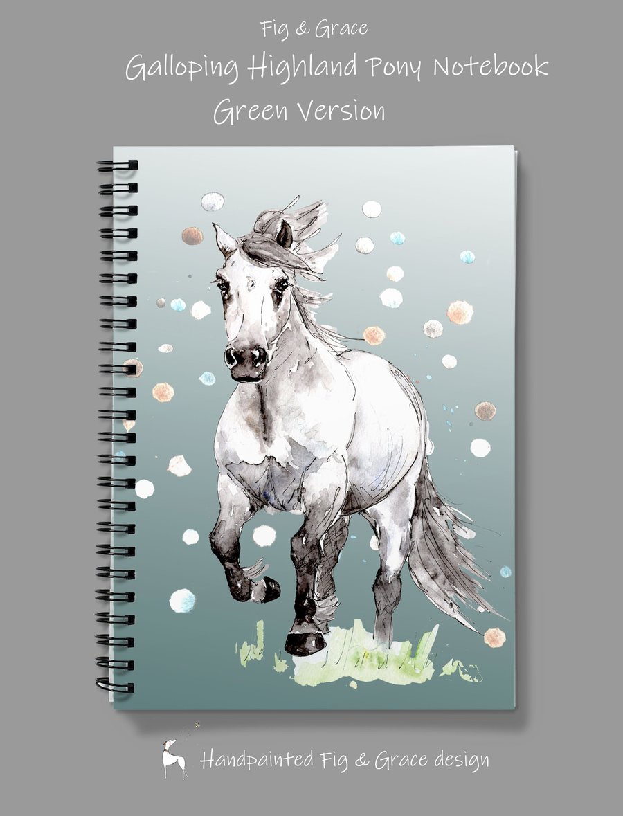 Galloping Highland Pony Notebook horse Native Pony Scottish Equine Writing Pad P