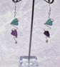 Wire zigzag earrings with fluorite stone triangles - Image 4