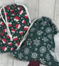 Set of two Christmas tree drawstring, reusable gift bags. Greens - Image 4