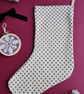 Christmas Stocking with Ditsy Red Flower Design - Large - Image 2