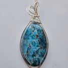 Blue Apetite wire wrapped pendant necklace 