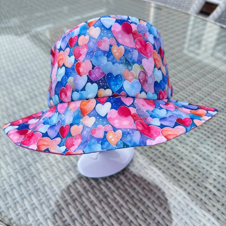 Pink Candy Hearts Sun Hat