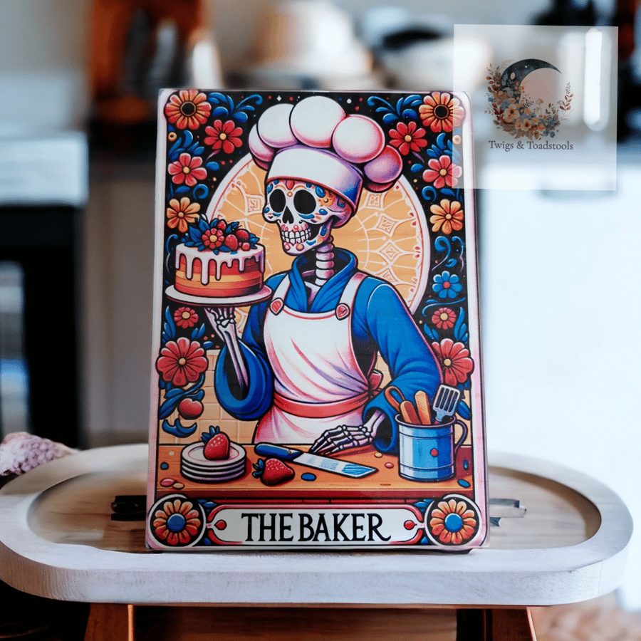 Tarot card the Baker glass chopping board 