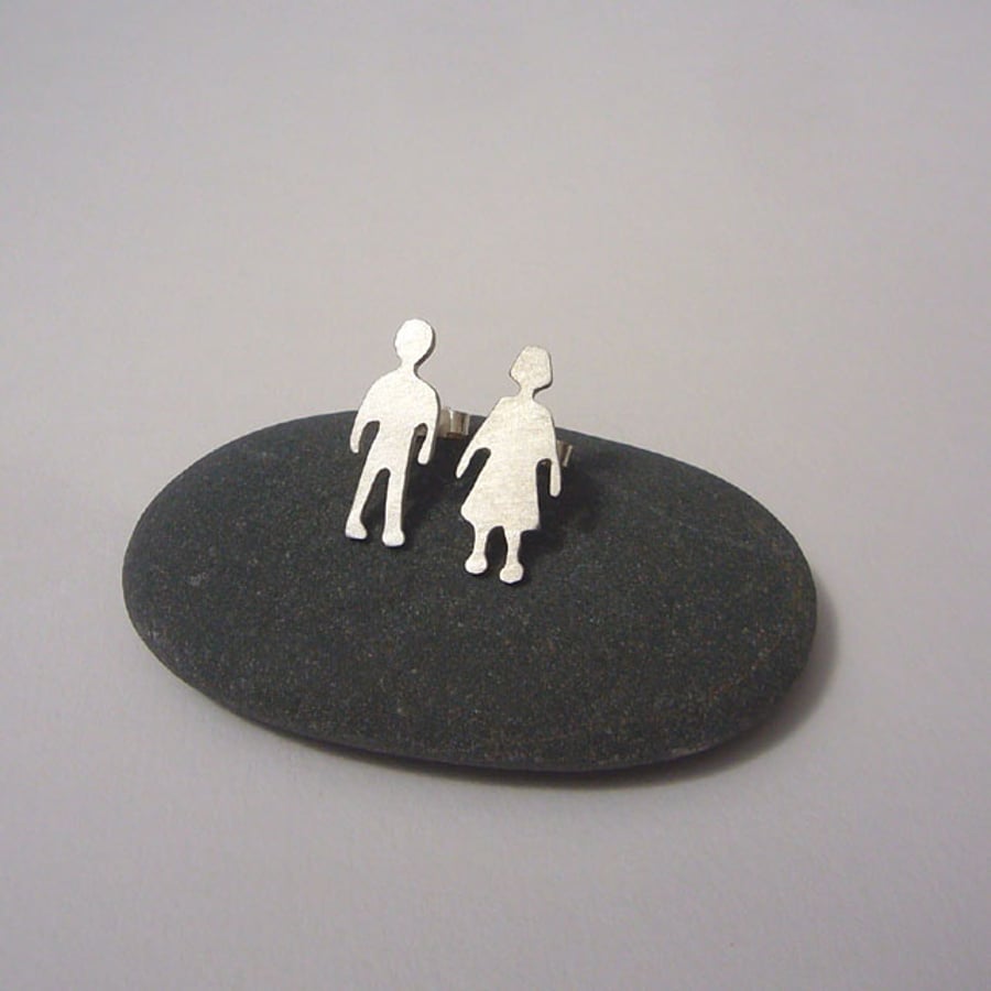 Silver children stud earrings, gifts for mum, mismatched earrings