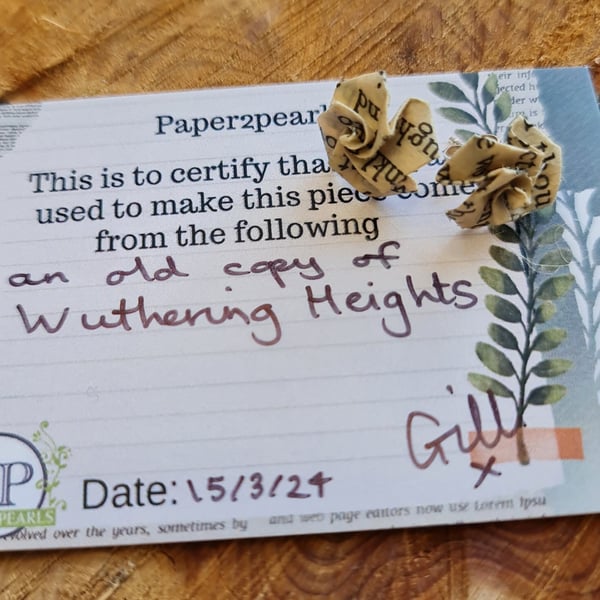 Wuthering Heights Origami Rose Stud Earrings: recycled plastic free packaging