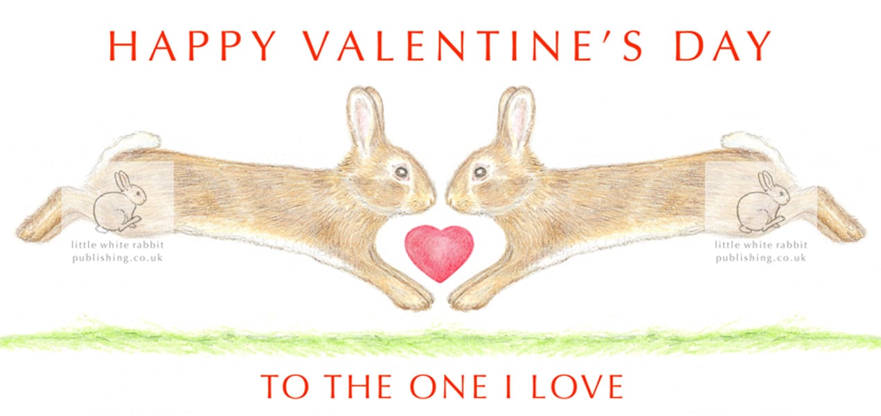 Little Wild Rabbits Nose to Nose - Valentine Card