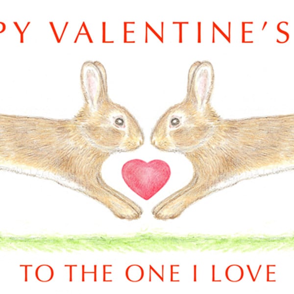 Little Wild Rabbits Nose to Nose - Valentine Card