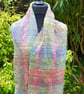 Handwoven One-of-a-Kind Scarf in Lilac, Pink, Purple & Green - Image 3