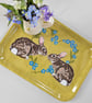 Rabbits Heart Tray Gift, Forget Me Not Floral Melamine Tray, Animal Lover 