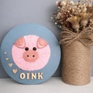 Rustic Pig Wall Decor,Handmade Farm Art, Animal Plaque, Country Cottage Gift.