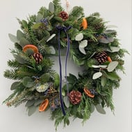 Fresh Navy Christmas wreath 