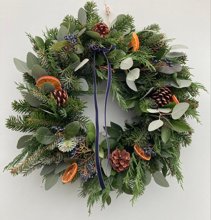 Fresh Navy Christmas wreath 