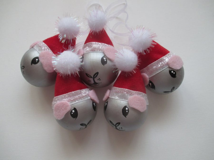 Guinea Pig Christmas Tree Bauble Hanging Decorations Silver Beautiful Bundle