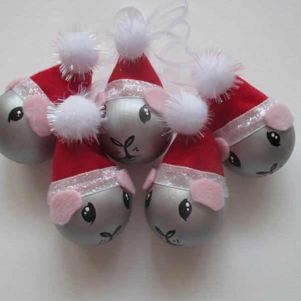 Guinea Pig Christmas Tree Bauble Hanging Decorations Silver Beautiful Bundle