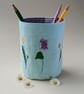 Fabric Pencil Pot with Embroidered Spring Flowers - Image 4