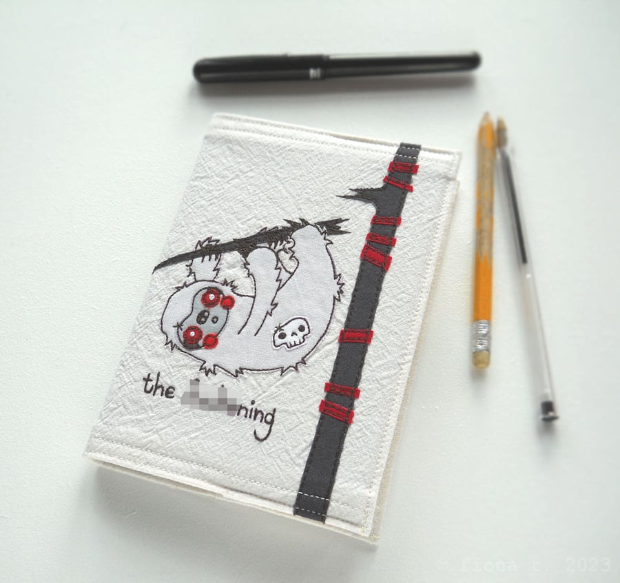 freemotion embroidered zombie sloth notebook sketchbook a6
