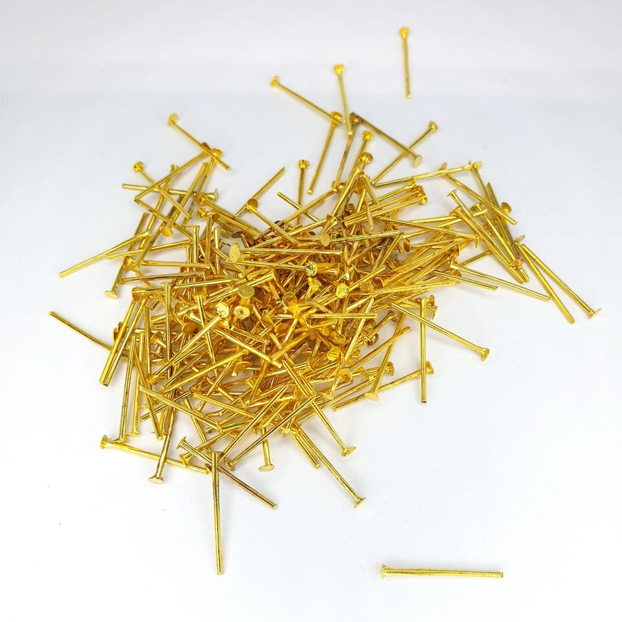 200 Pcs Flat Head Pin 17mm Gold Colour for DIY Jewellery Making Findings