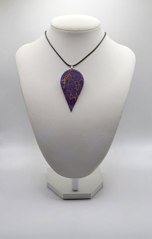 Polymer clay pendant - unique handmade necklace - teardrop costume jewellery
