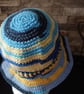 Crochet Summer Bucket Hat - Blue Yellow - Image 6
