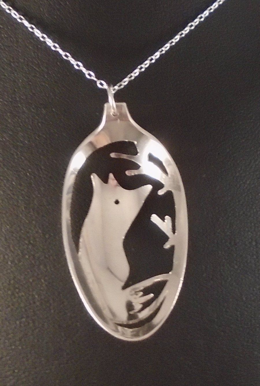 Sterling Silver Upcycled PIerced Fox Spoon Necklace