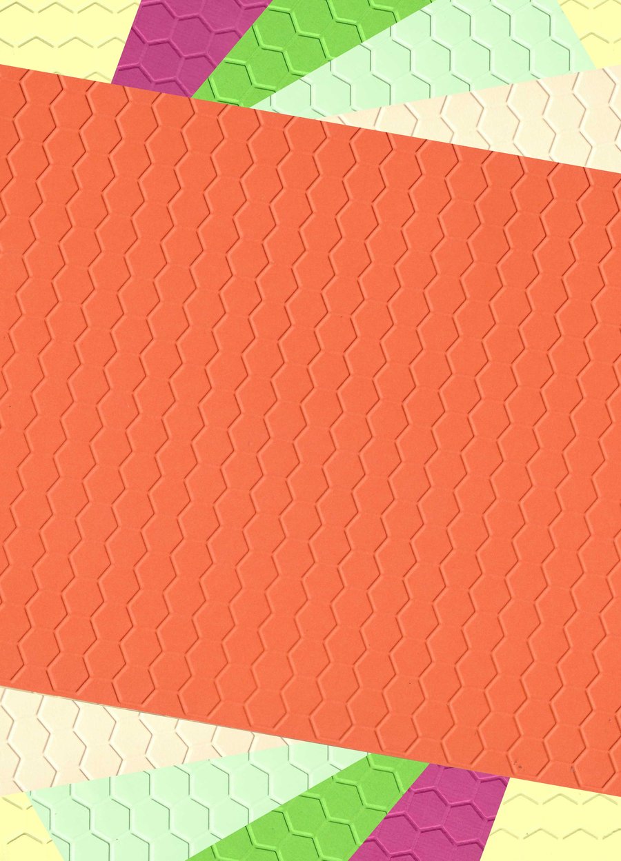 Embossed Card & Paper. 10 Sheets. A4. Assorted Colours. Honeycomb (14)