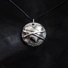 Handmade Fine Silver Heart Pendant from Cornwall with Crossed Bands