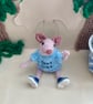 Miniature Pig Ornament, Ernie the Poseable Pink Piglet Decoration in Striped Top - Image 4
