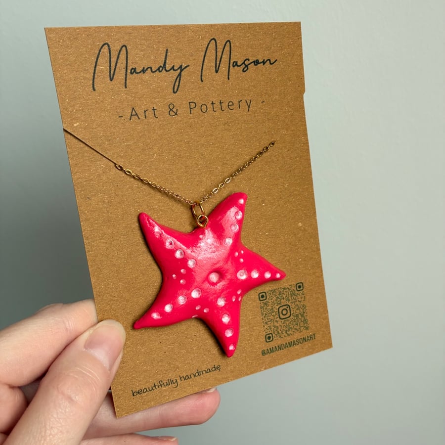 Handmade Clay Starfish Necklace