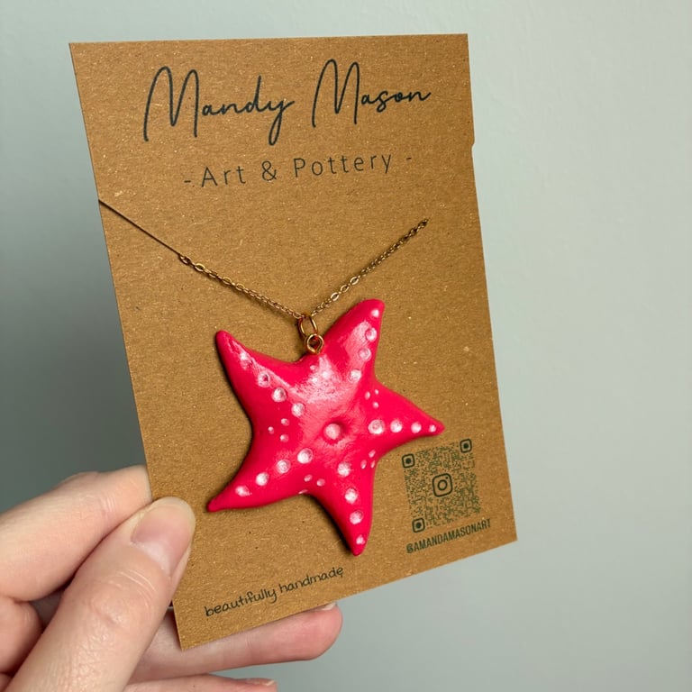 Handmade Clay Starfish Necklace