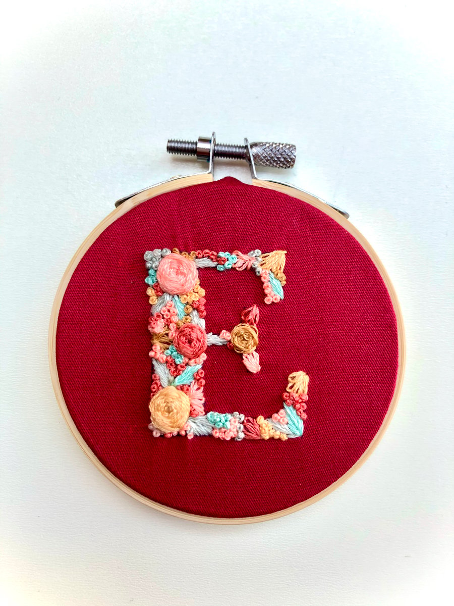 Monogram, Handmade Embroidery Hoop Art, Wall Hanging, Personalised Letter