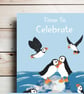 Birthday Celebration Card  different occasions -  Puffin coastal illustration - Image 3