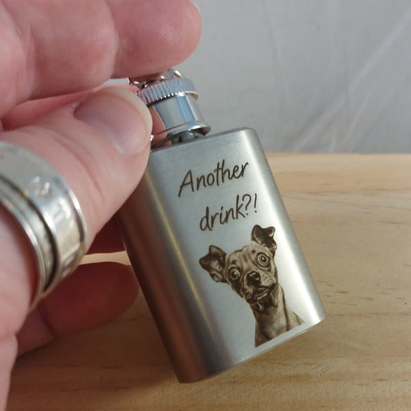 Personalised Photo or Text Engraved Hip Flask Keyring
