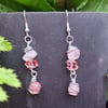 Rose and Cherry Quartz Dangle Earrings